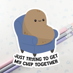Potato Chip Sticker, Vinyl Stickers, Laptop Decal, Potato Pun Gift, Gift for Her, Small Gift Idea, Potato Decal, Cute Potatoes