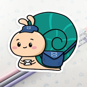 Snail Mail Sticker, Kawaii Snail, Vinyl Sticker, Laptop Decal, Happy Mail, Cute Mailing Sticker, Mail Delivery
