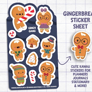 Gingerbread Sticker Sheet, Gingy Gang, Christmas Baking Stickers, Stickers for Planner, Cute Stationary, Planner Sticker Sheet