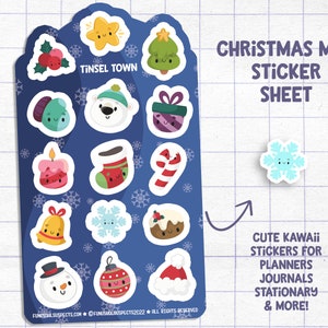 Christmas Minis Sticker Sheet, Tinsel Town, Christmas Stickers, Stickers for Planner Journal, Cute Stationary, Planner Sticker Sheet