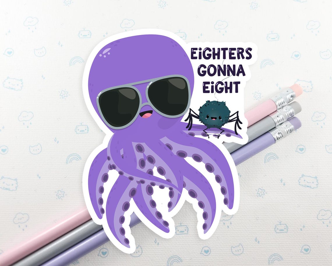 Octopus Vinyl Sticker, Cute Octopus Decal, Laptop Sticker, Octopus Pun ...