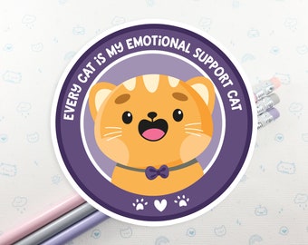 Orange Cat Emotional Support Vinyl Sticker - Kawaii Laptop Decal