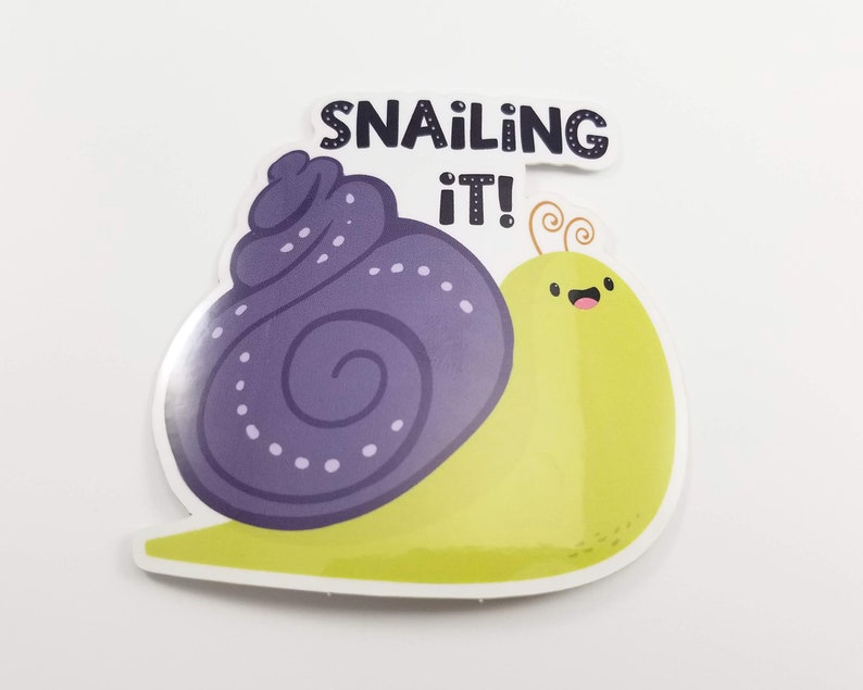 Snail Vinyl Sticker Laptop Snailing It Decal Snail Pun Gift Etsy