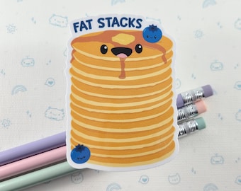 Pancake Stack Sticker, Pancakes Laptop Sticker, Breakfast Sticker, Fat Stacks Pun, Cute Pun, Small Gift, Gift for Him
