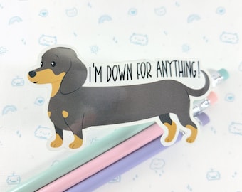 Dachshund Dog Sticker, Short Dog Sticker, Cute Dog Decal, Laptop Sticker, Vinyl Sticker, Kawaii Dog, Wiener Dog Decal, Small Dog Gift