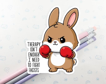 Bunny Fight Vinyl Sticker: Waterproof Kawaii Laptop Decal