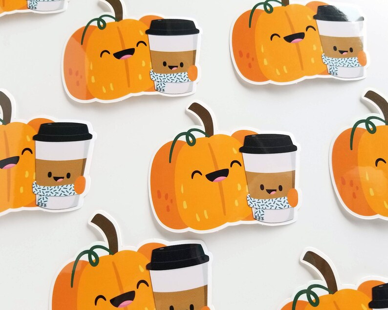 Pumpkin Spice Latte Sticker, Cute Food Sticker, Vinyl Sticker, Laptop Decal, Pumpkin Decal, Laptop Sticker, PSL Gift, Small Gift Idea image 3