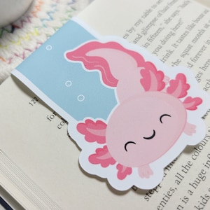 Axolotl Swimming Magnetic Bookmark, Cute Axolotl Planner Clip, Kawaii Axolotl Bookmark, Back to School