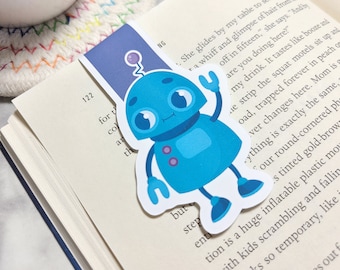 Robot Magnetic Bookmark: Kawaii Planner Clip, Book Lover Gift