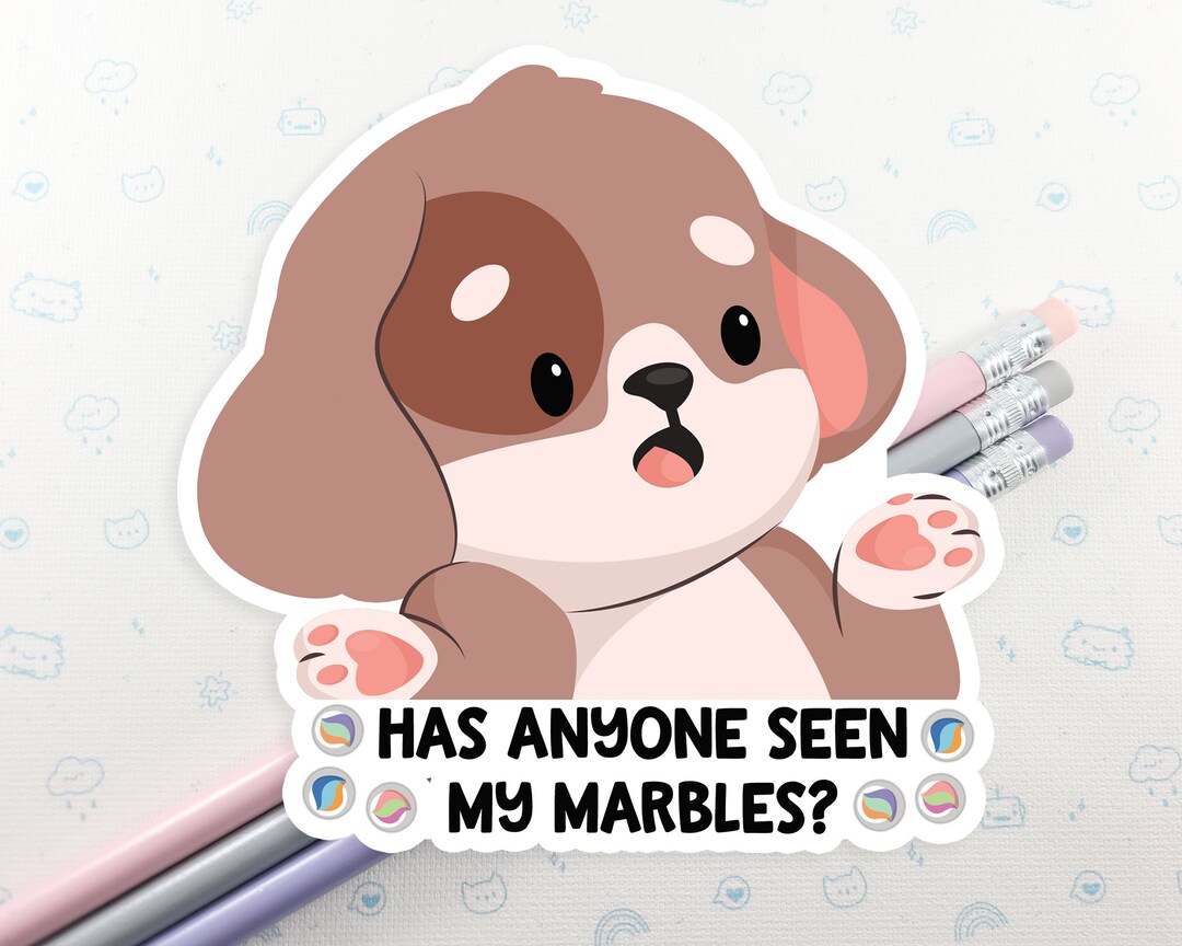 Lost Marbles Sticker Dog Lost My Marbles Sticker, Kawaii Brown Dog, Vinyl Sticker, Laptop ...