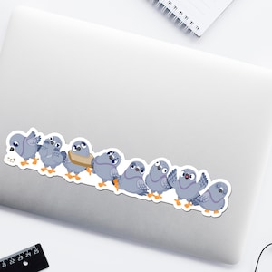 Pigeon Flock Long Vinyl Sticker, Kawaii Bird Pigeon Waterproof Decals image 3