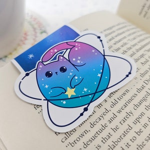 Space Cat Star Bookmark, Space Planner Clip, Cute Cat Planet Bookmark, Galaxy Cat Reading Gift, Bookmark for Reader or Book Lover