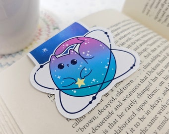 Space Cat Star Bookmark, Space Planner Clip, Cute Cat Planet Bookmark, Galaxy Cat Reading Gift, Bookmark for Reader or Book Lover