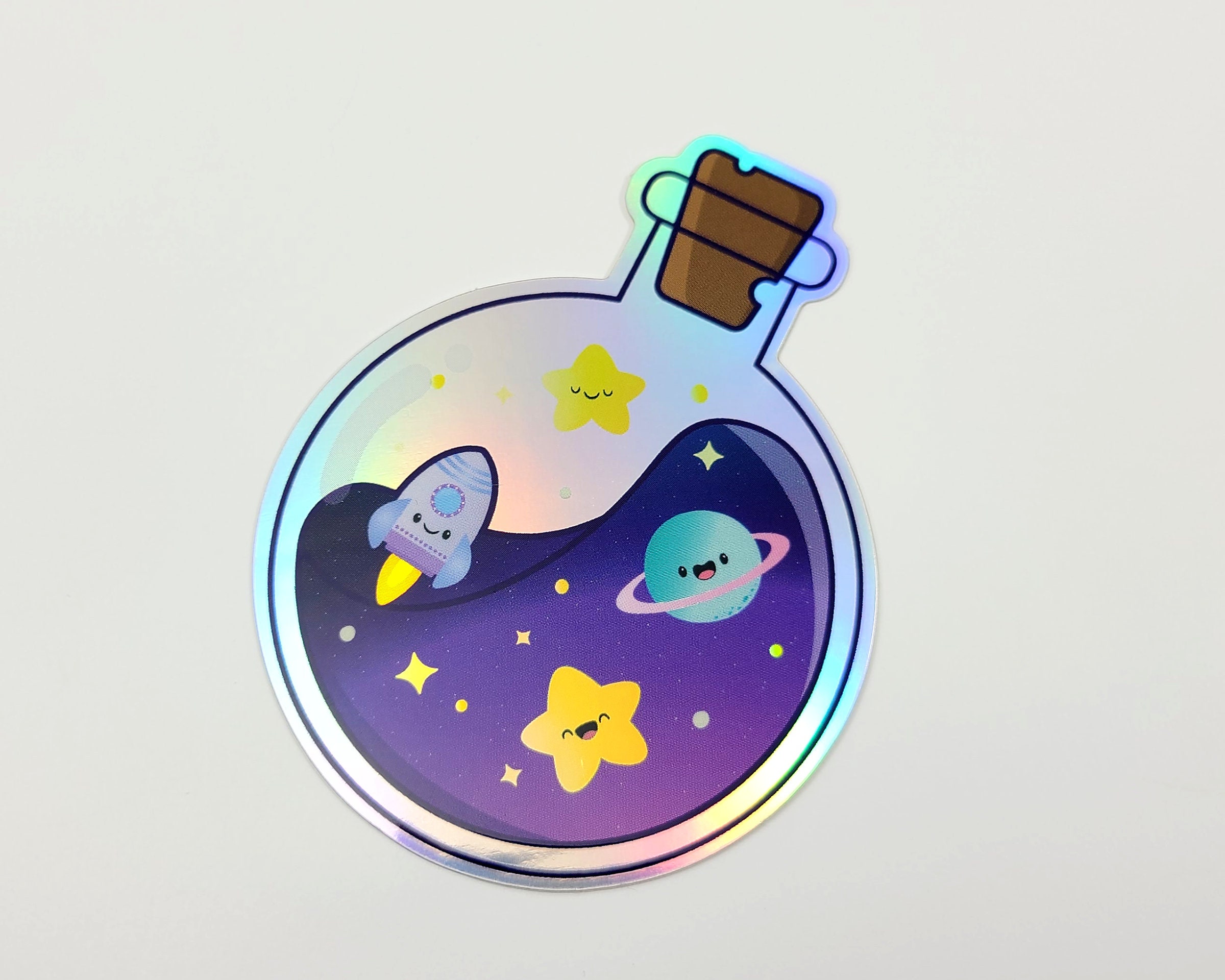 Space Holographic Sticker Vinyl Stickers Rocket Laptop - Etsy Hong ...