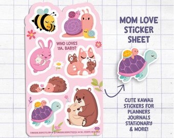 Mom & Baby Kawaii Sticker Sheet: Planner Stickers