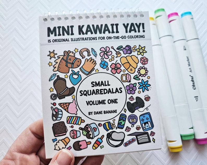 Mini Kawaii Yay, Small Squaredalas Volume 1, Coloring Book, Kawaii Mandalas, Premium Coloring Pages, Cute Small Adult Mandala Gift image 6