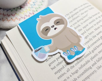 Sloth Coffee Bookmark, Morning Sloth Planner Clip, Cute Sloth Bookmark, Back to School, Reading Gift