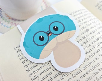 Mushroom with Glasses Magnetic Bookmark, Cute Mushroom Paper Clip for Planners or Cookbooks, Page Markers for Books and Reading