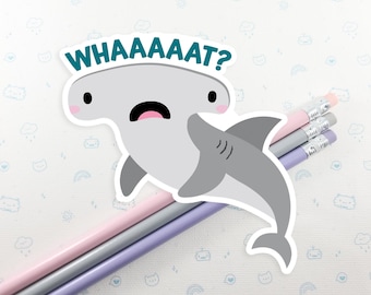WHAT Hammerhead Shark Sticker, Vinyl Stickers, Laptop Decal, Cute Shark Gift for Him, Cute Sticker, Shark Decal, Small Shark Gift