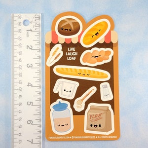 Sourdough Sticker Sheet, Live Laugh Loaf, Cute Bread Stickers, Stickers for Planner Journal, Cute Stationary, Sourdough Baking image 5