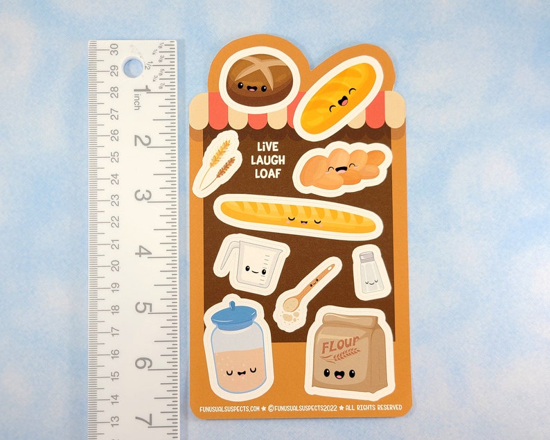 Sourdough Sticker Sheet, Live Laugh Loaf, Cute Bread Stickers, Stickers for Planner Journal, Cute Stationary, Sourdough Baking image 5
