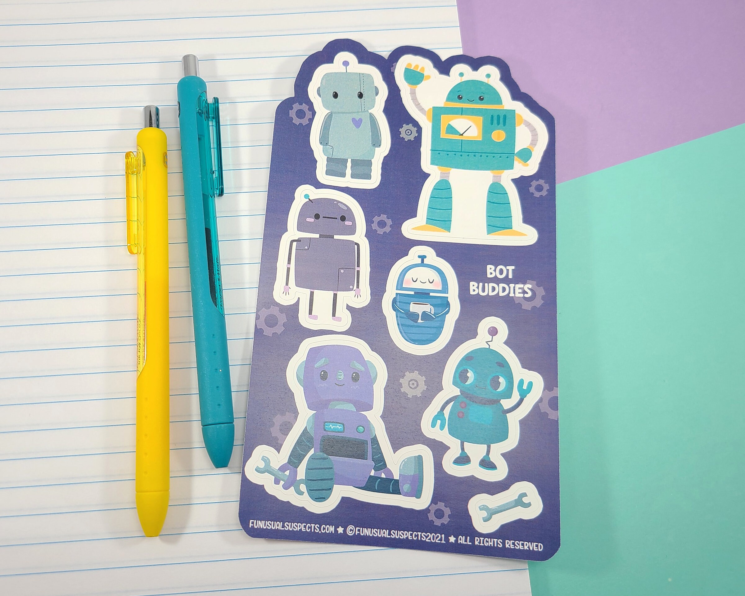 Robot Sticky Note Robot Sticker Sheet, Bot Buddies, Robot Stickers, Stickers for Planner ...