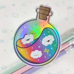 Rainbow Clouds Holographic Sticker, S0501, Vinyl Stickers, Laptop Decal, Rainbow Gift, Gift for Her, Cute Cloudy Sticker, Small Gift Idea