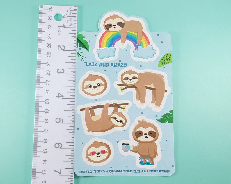 Sloth Sticker Sheet, Lazy and Amazy, Cute Sloth Stickers, Kawaii Sloth, Stickers for Planner Journal, Cute Stationary imagem 6