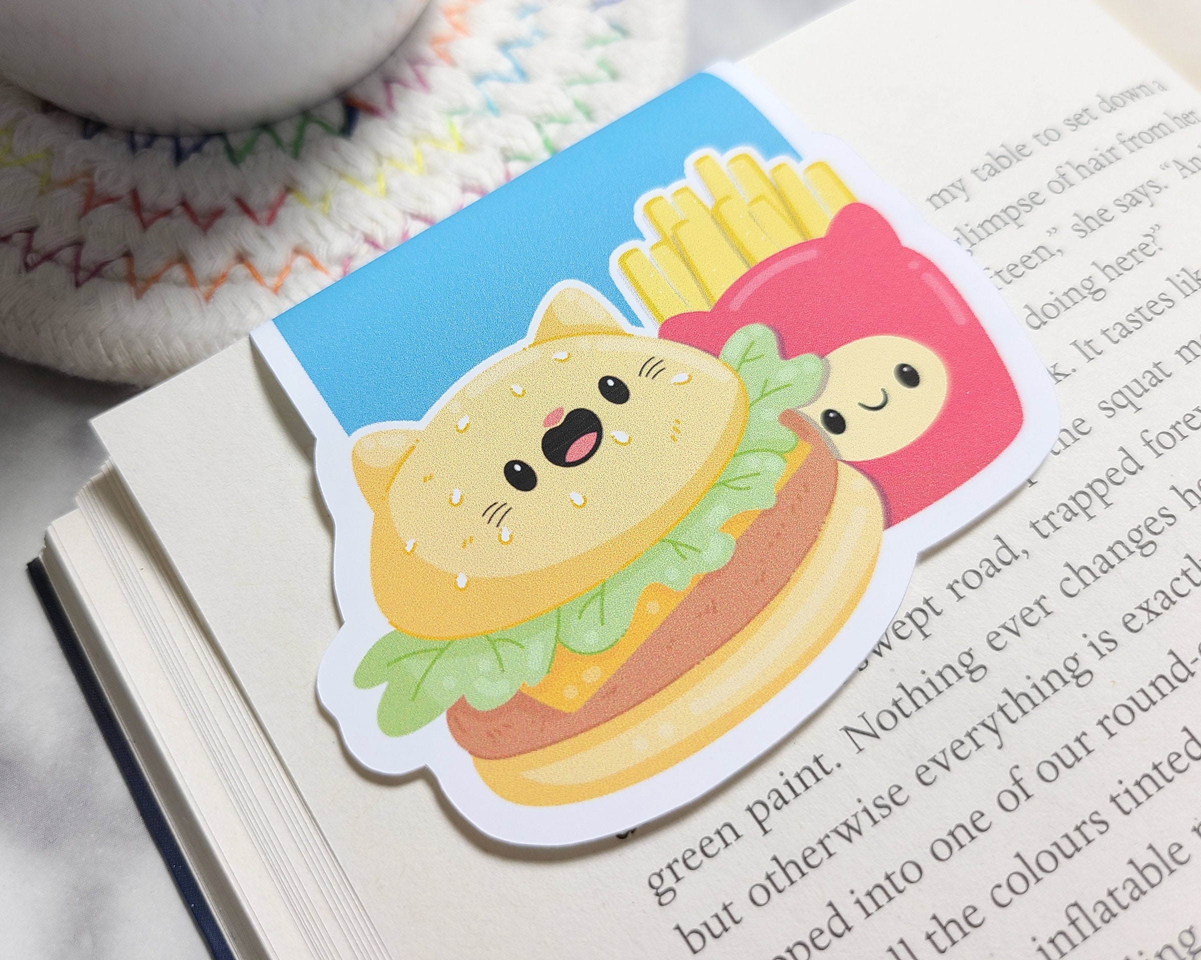 Set of 12 Cute Kawaii Food Stickers 2 Size Taco Donut Fries