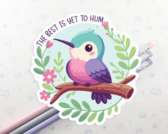 Hummingbird Pun Sticker: Kawaii Bird Laptop Decal