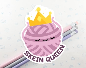 Yarn Queen Vinyl Sticker: Knitting Crochet Laptop Decal