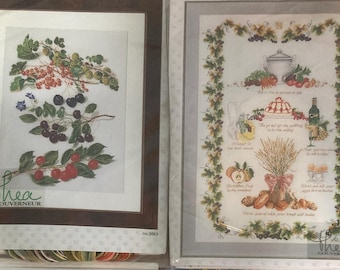 Kitchen Themed Cross Stitch Kits by Thea Gouverneur~~Checked, Complete, Repackaged~~Fruits, Vegetables, Stew, Soups, Dessert, Bread, Wine