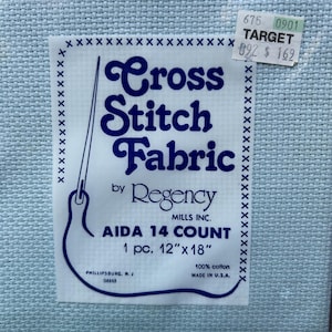 Regency or MCG Counted Cross Stitch Fabric ~~ 14 Count Aida, 12" X 18" Sky/Baby Blue
