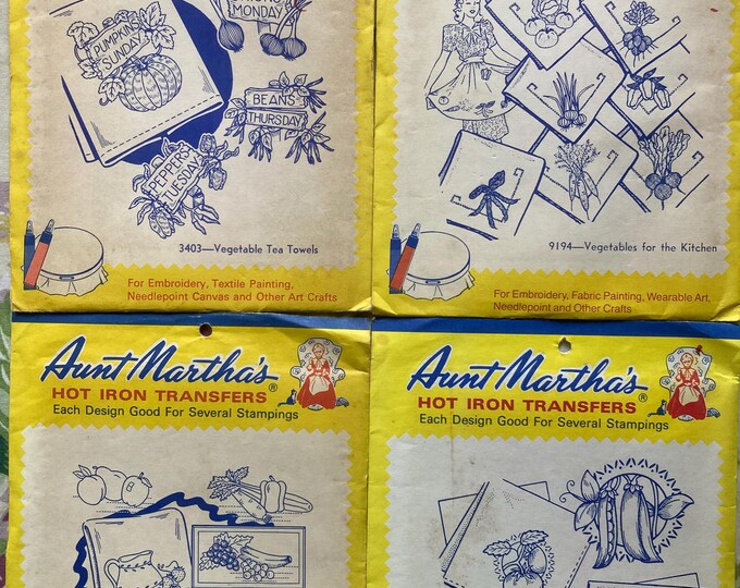 Vintage Aunt Martha's Kitchen Themed Iron on Transfer Patterns~~cross ...