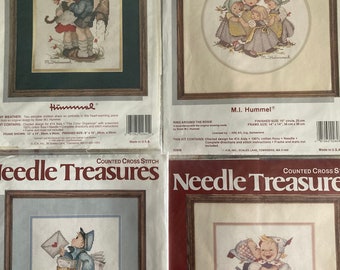 Vintage Needle Treasures Kits Charted for 14 Count Aida~~MJ Hummel Designs~~Adorable Children at Work & Play