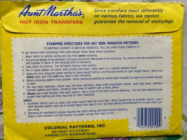 Aunt Martha's Iron on Transfer Patterns for Towels/linens/wall Decor ...