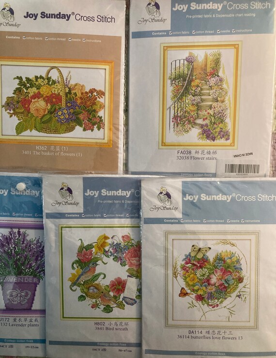 Joy Sunday Counted or Printed Cross Stitch Kits Flower Stairs