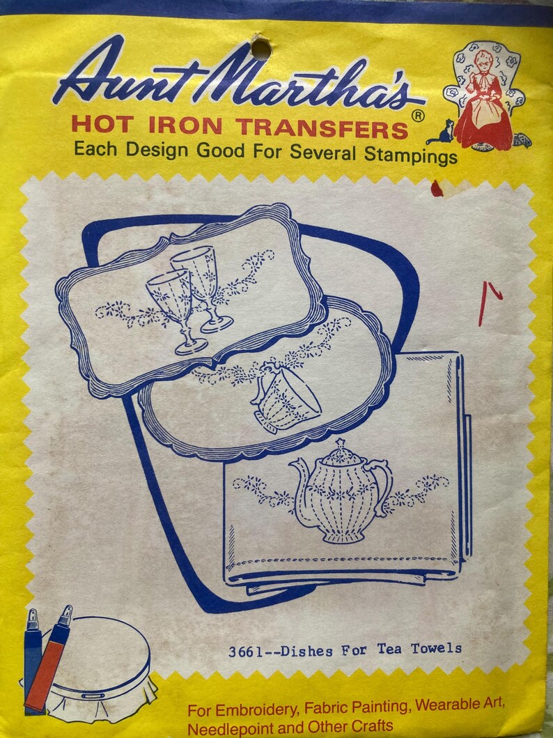 Aunt Martha's Dinnerware/kitchen Motif Hot Iron Transfers for ...