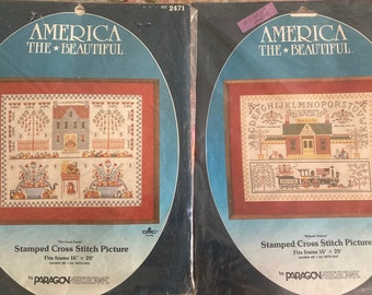 America the Beautiful Cross Stitch Kits by Paragon NeedleCraft ~~ "Wabash Station" or "The Good Earth"