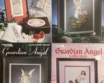 Leisure Arts "Guardian Angels" Collection & "At Home with Angels" Counted Cross Stitch Charts/Booklets 2091, 2346, 2638 + 2649