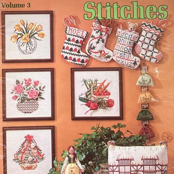 Vintage (1980's/90's) Four Seasons Themed Cross Stitch Pattern Booklets~~Seasonal Stitches & Samplers, Changing Seasons, Grapevine Wreaths