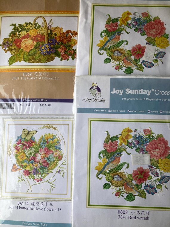 Joy Sunday Counted or Printed Cross Stitch Kits ~~ Flower Stairs