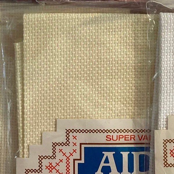 New, Sealed, 14 Count Super Value Aida Cloth in Shades of Whites, Pinks & Blues ~~ 100% Cotton ~~ 12" X 18" or 12" X 12"~~ Made in America