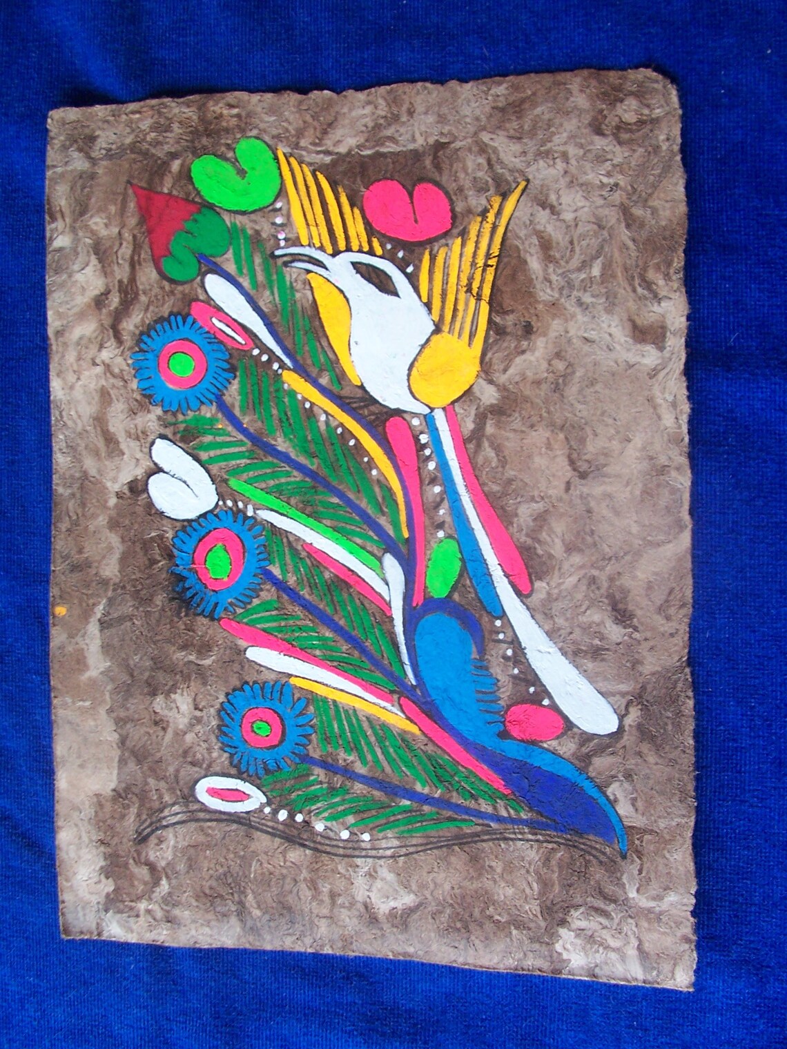 Vintage Mexican Hand Painted Acrylic Painting on Amate Bark Etsy