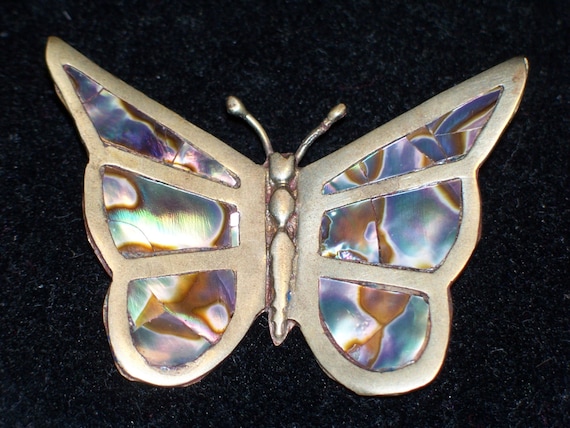 Vintage Sterling Silver with Inlaid Abalone Butte… - image 1