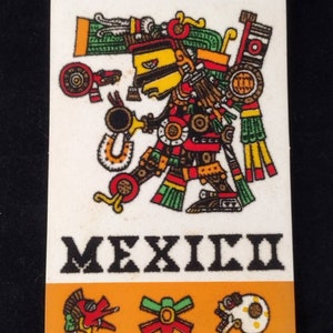 Mexico Felt Embossed No. 18 - Tezcatlipoca como Jugador de Pelota Vintage Laper S.A. Postcard