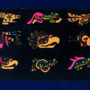 México se sintió en relieve No. 10 - Simbolos Aztecas De Fauna Azteca Símbolos de Vida Salvaje Vintage Laper S.A. Postal
