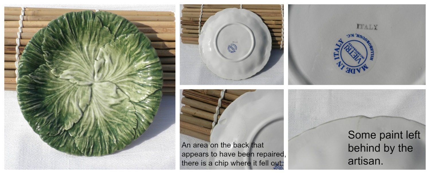 Cabbage Plates Lettuce Leaf Plates Vietri Italy Green Salad Etsy