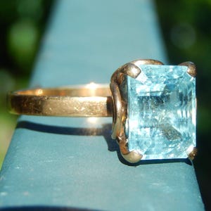 Vintage Aquamarine 18k Ring Rich Blue Modernist Cocktail Engagement 1950s 1960s Retro Glamour Santa Maria? 3.00ct