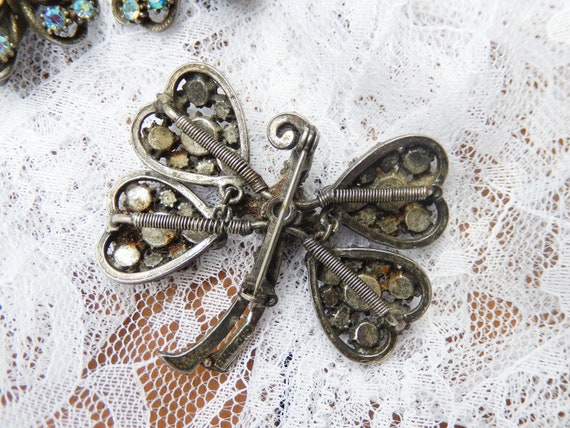 Signed FLORENZA trembler Brooch Butterfly with Cl… - image 4